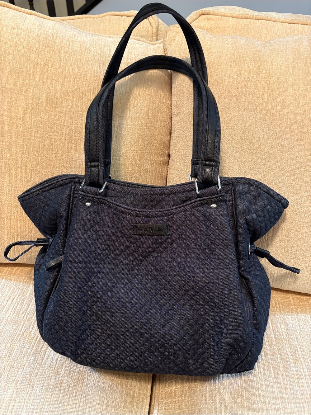 Vera Bradley Black Quilted Shoulder Tote - Picture 12 of 12